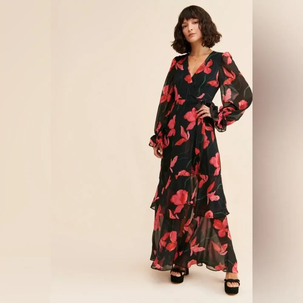 Anthro Hutch Valentina Floral Wrap Dress
